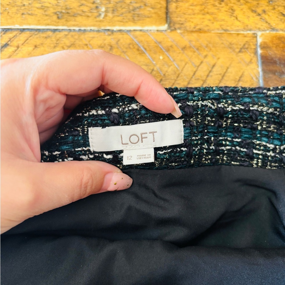 LOFT Green A-Line Mini Skirt for Work - Picture 6 of 8